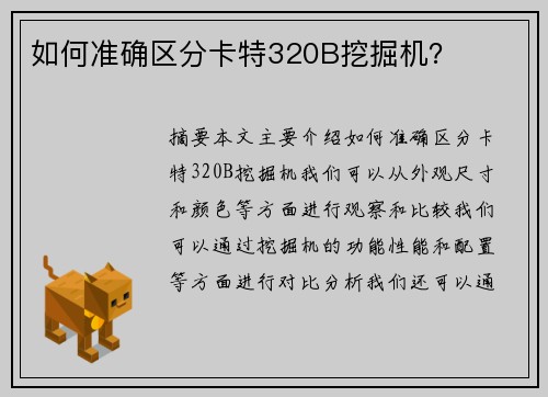 如何准确区分卡特320B挖掘机？